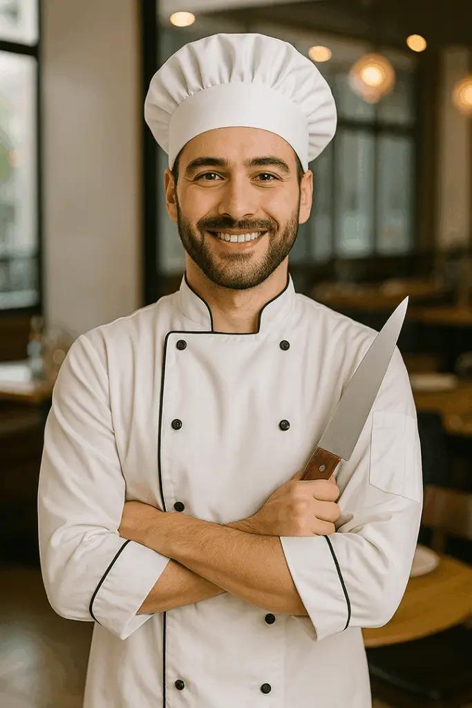 Chef profesional en restaurante moderno