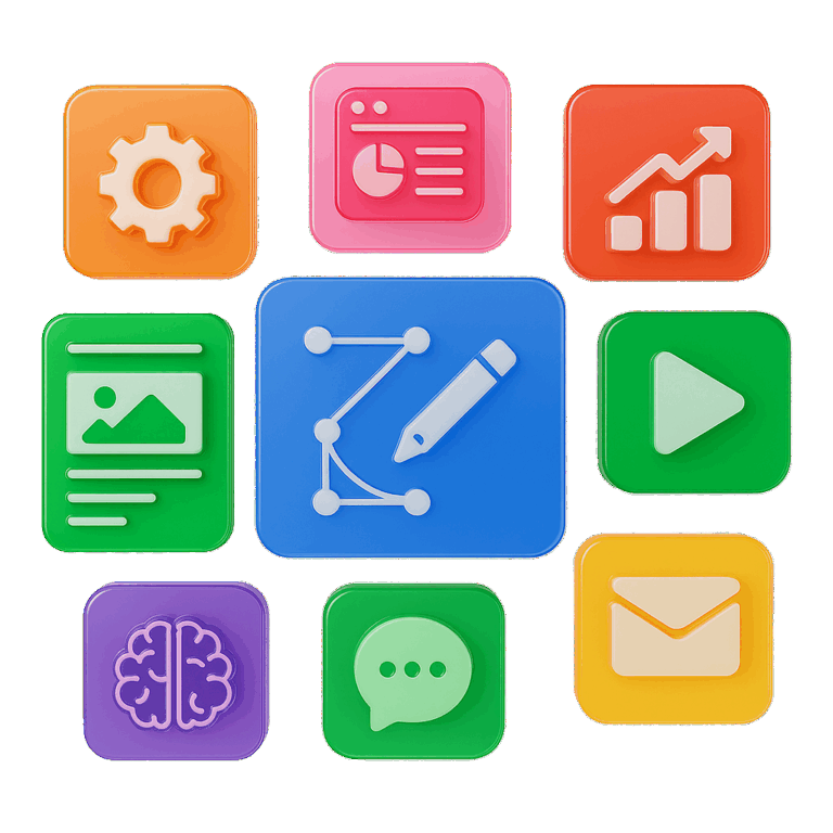 Iconos Digitales en 3D para servicios de Guango Co®