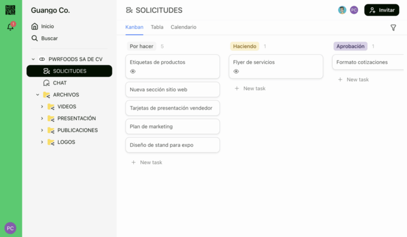 Tareas portal de clientes guango.co