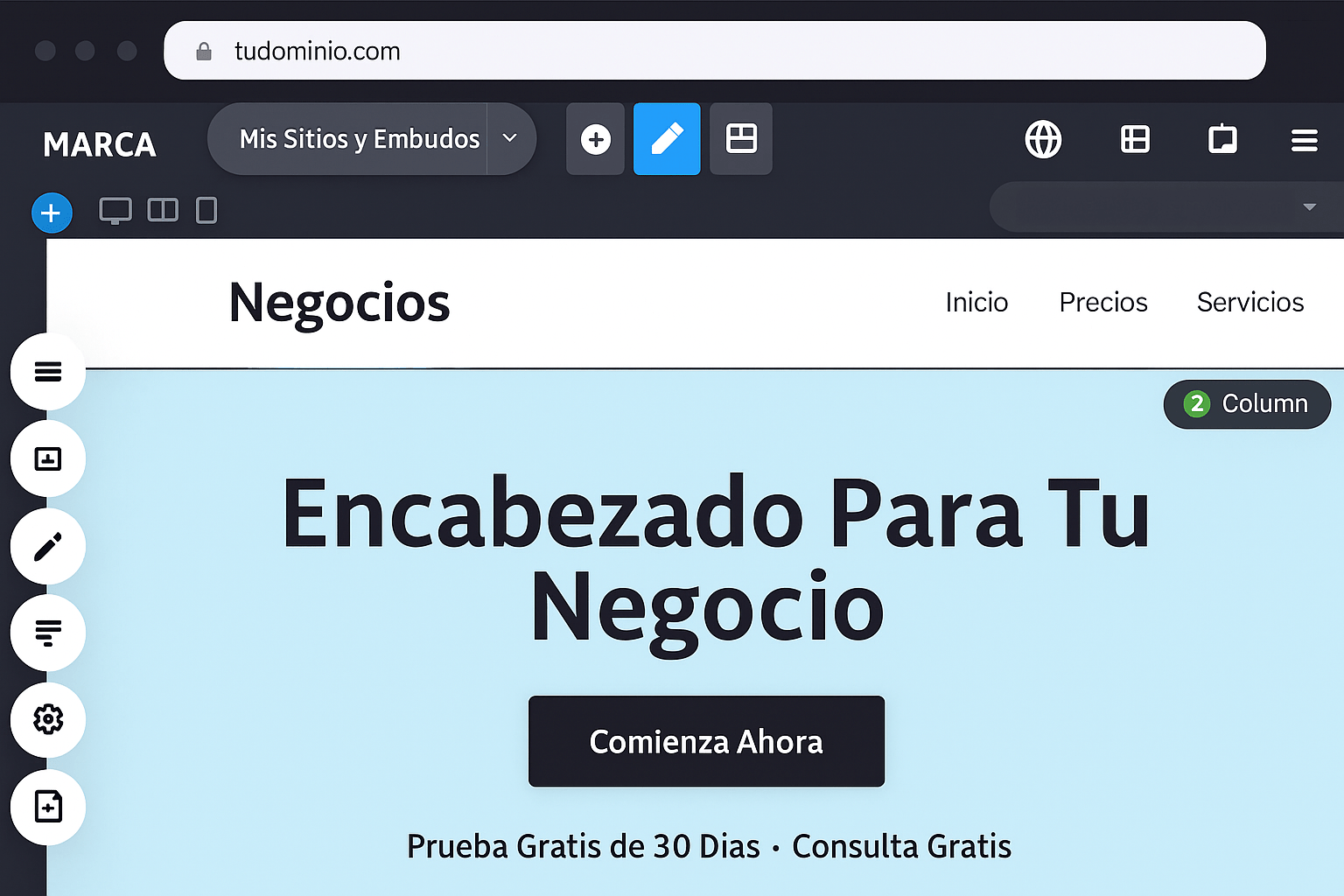 Imagen de constructor web de Sales Captor CRM®